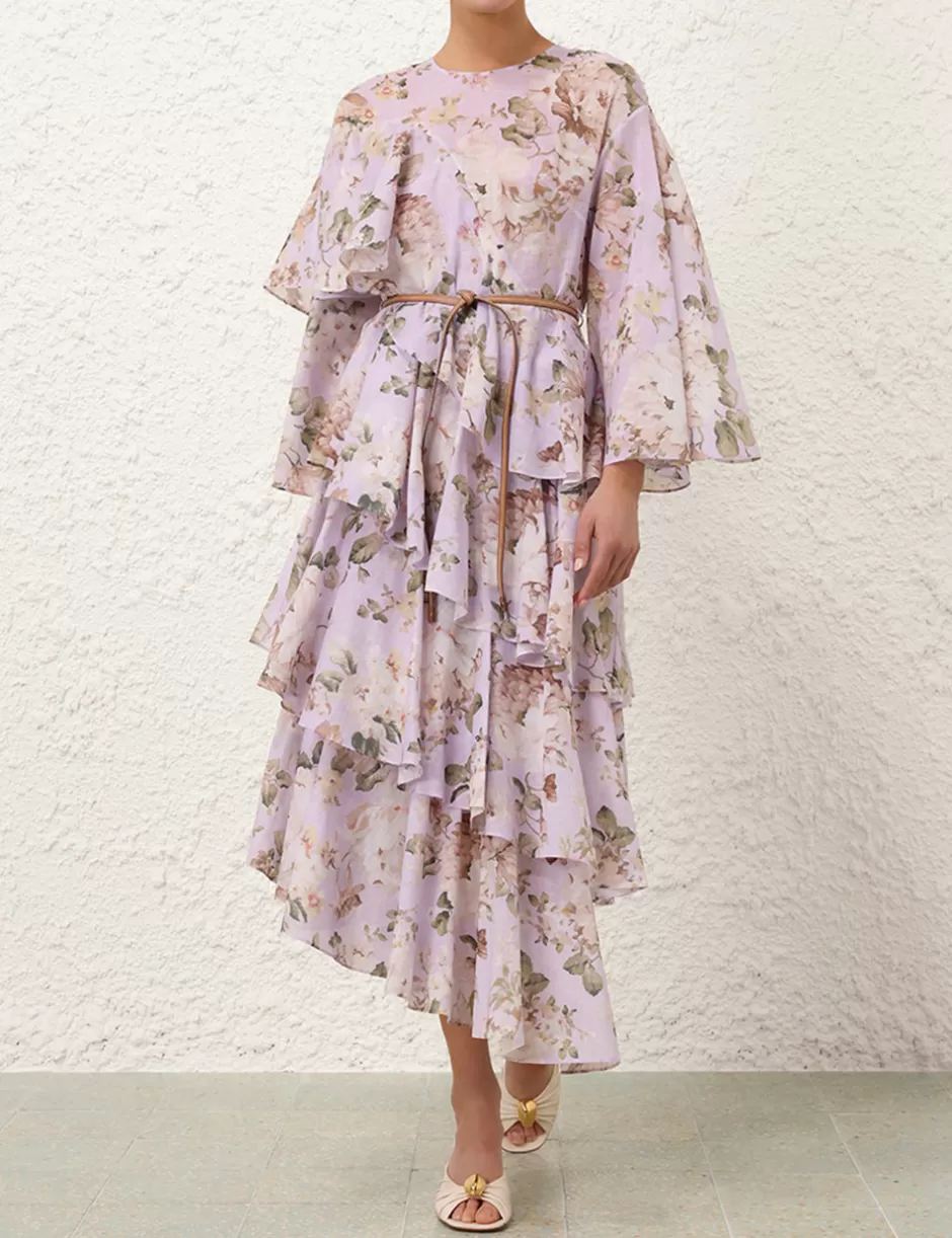 ZIMMERMANN Clothing | Dresses & Coverups<Acacia Asymmetric Midi Dress Lilac Floral