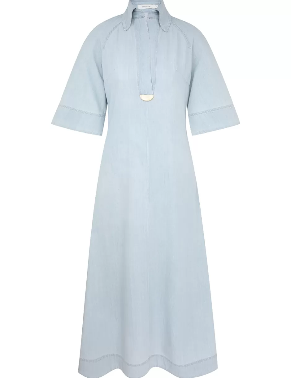 ZIMMERMANN Clothing | Dresses & Coverups<Acacia Denim Midi Dress Ice Storm