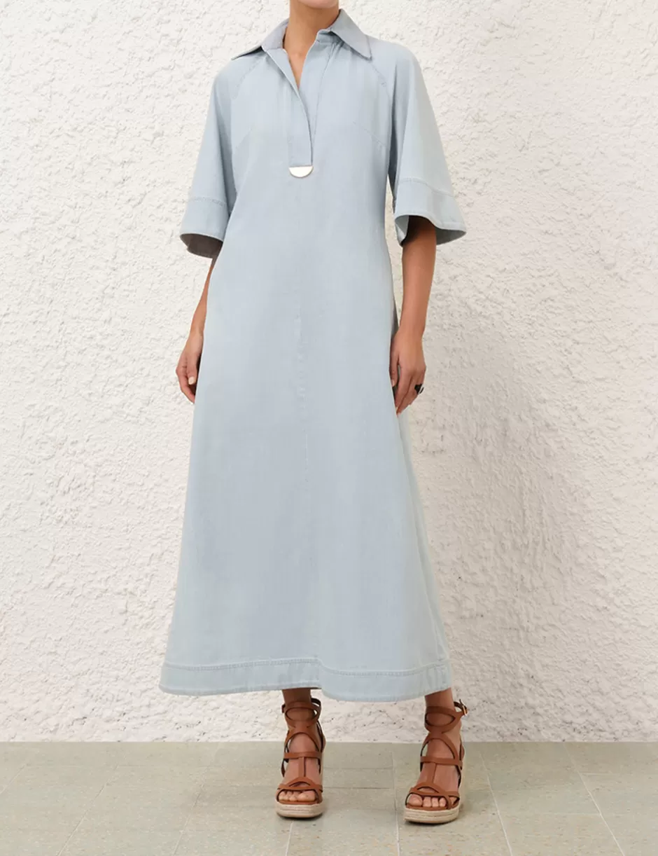 ZIMMERMANN Clothing | Dresses & Coverups<Acacia Denim Midi Dress Ice Storm