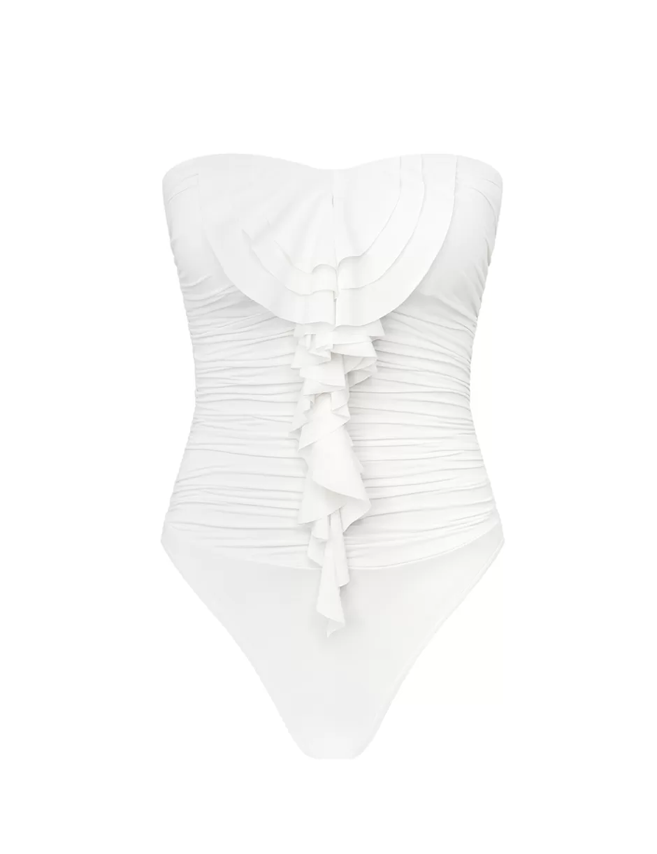 ZIMMERMANN One Pieces<Acacia Drape Frill 1PC Ivory