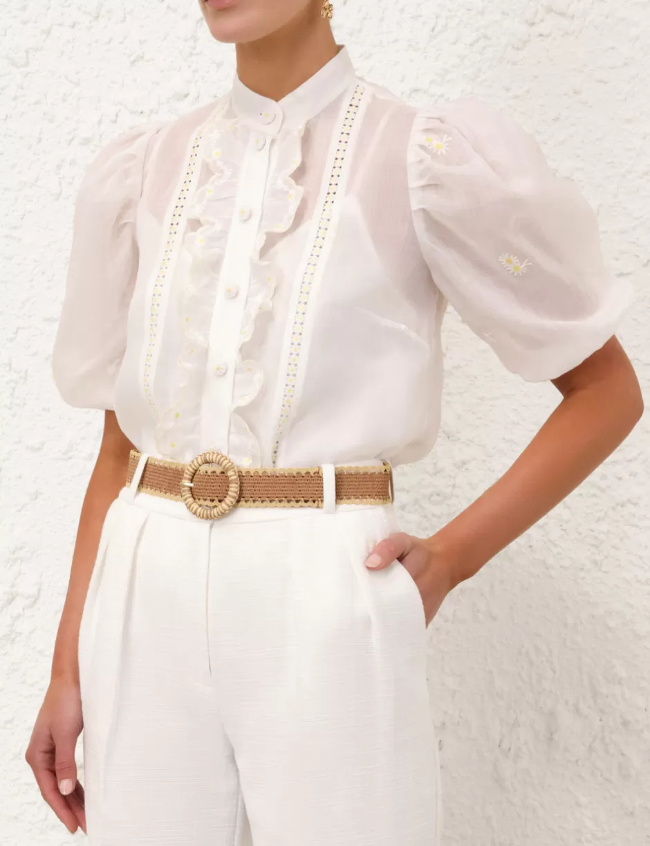 ZIMMERMANN Clothing | Tops<Acacia Embroidered Blouse Ivory