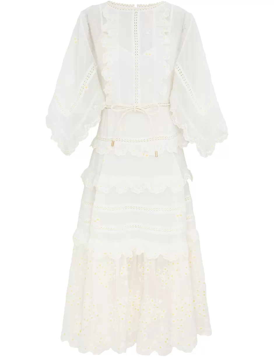 ZIMMERMANN Clothing | Dresses & Coverups<Acacia Embroidered Midi Dress Ivory