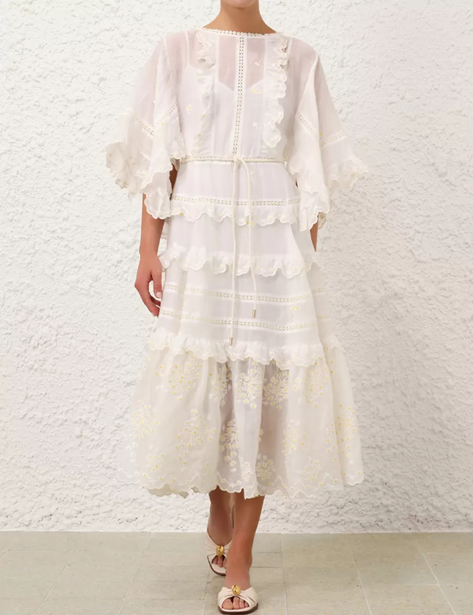 ZIMMERMANN Clothing | Dresses & Coverups<Acacia Embroidered Midi Dress Ivory