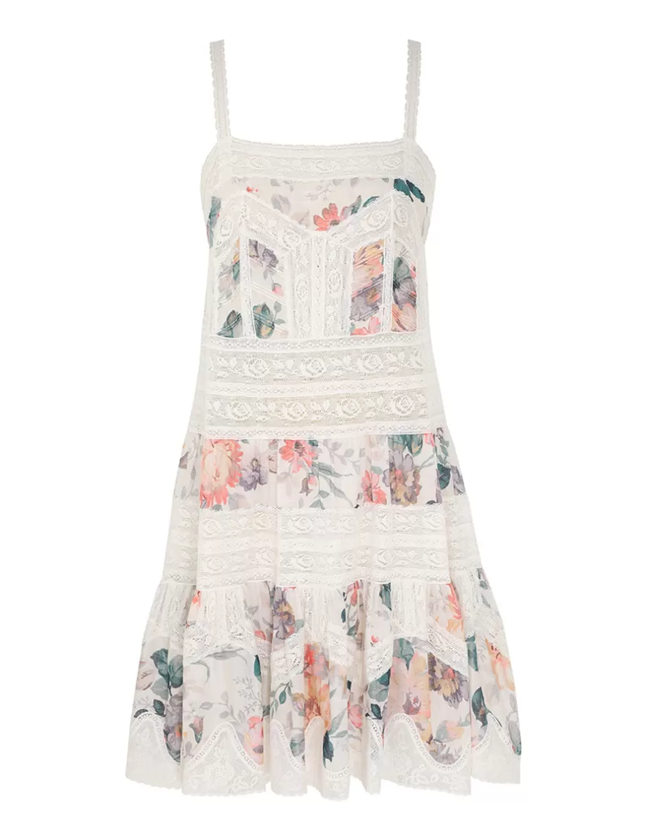 ZIMMERMANN Clothing | Dresses & Coverups<Acacia Lace Trim Mini Dress Cream Multi Floral