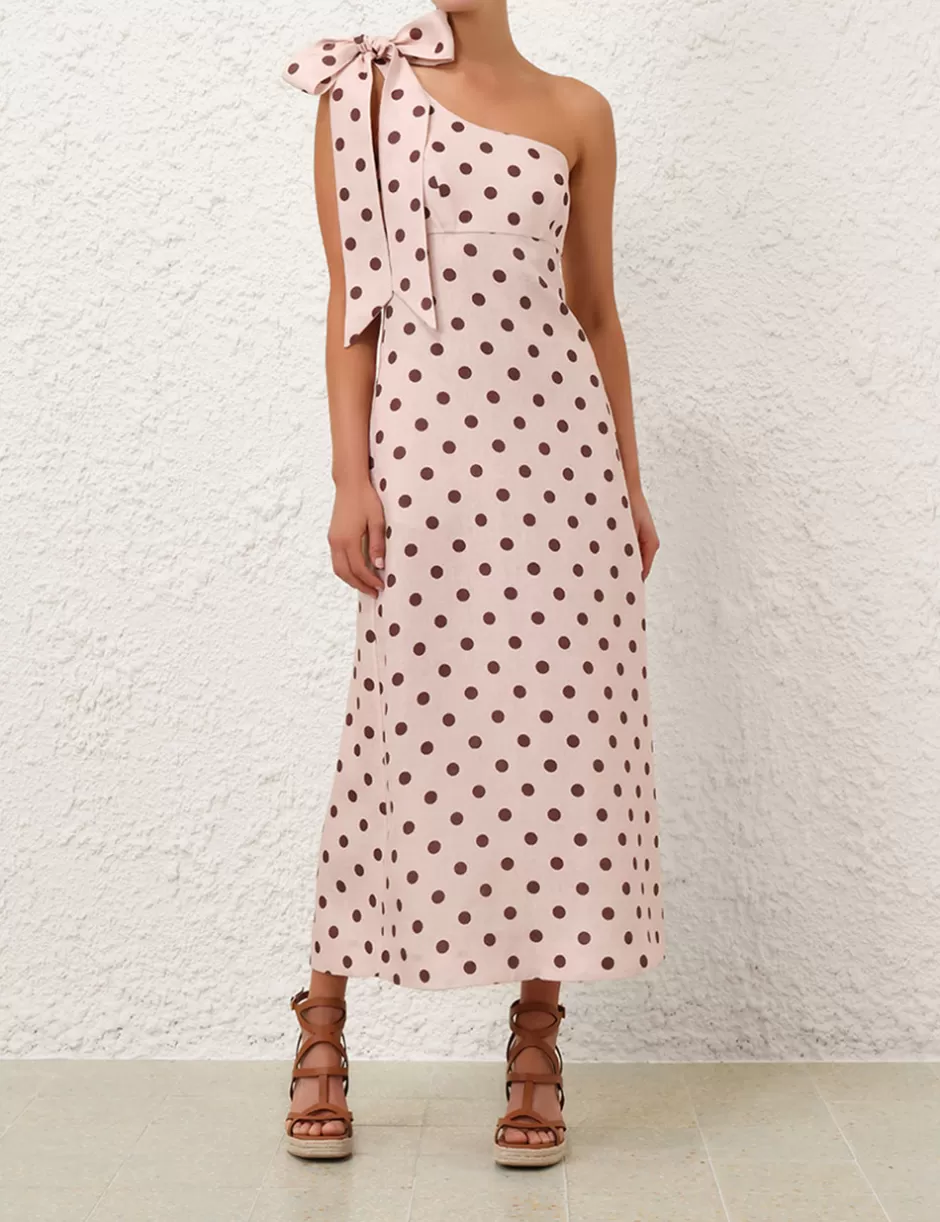 ZIMMERMANN Clothing | Dresses & Coverups<Acacia One Shoulder Midi Dress Cream Tan Dot