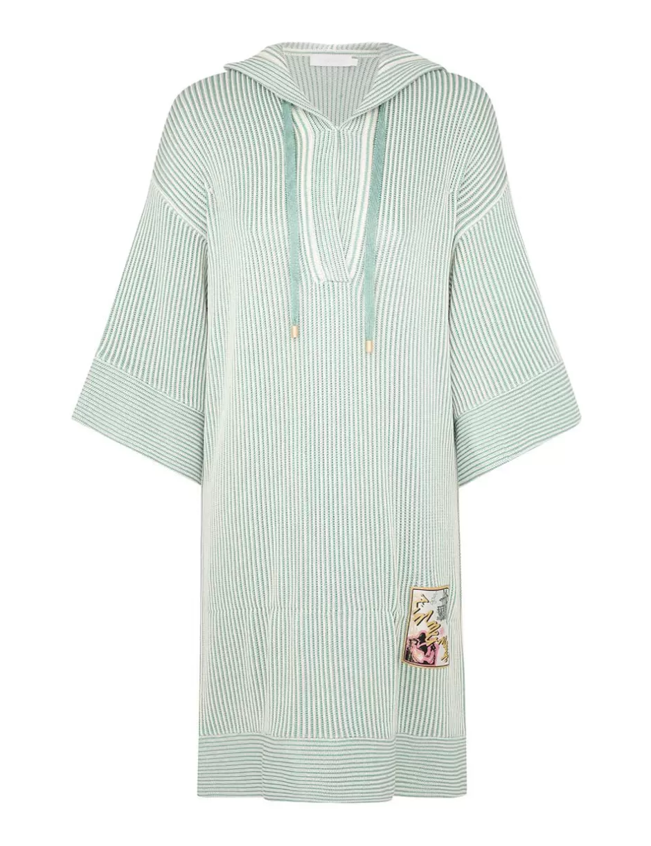 ZIMMERMANN Clothing | Dresses & Coverups<Acacia Stripe Hooded Mini Green Cream