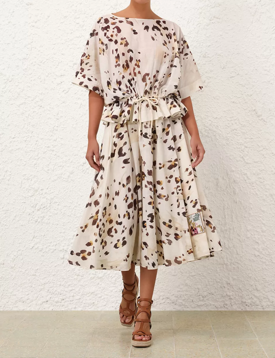 ZIMMERMANN Clothing | Skirts<Acacia Swing Skirt Watercolour Leopard