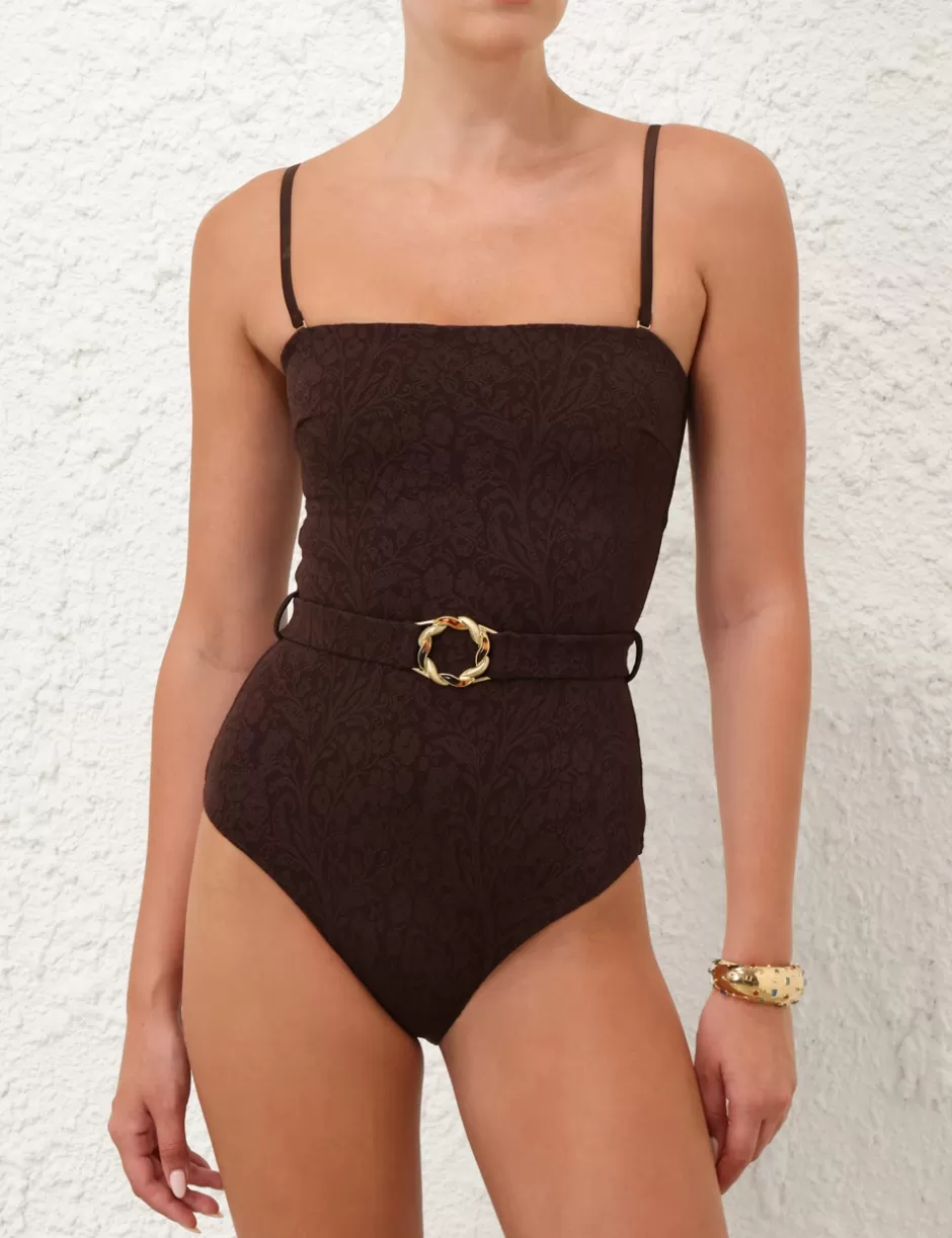 ZIMMERMANN One Pieces<Acacia Textured Bandeau 1PC Chocolate