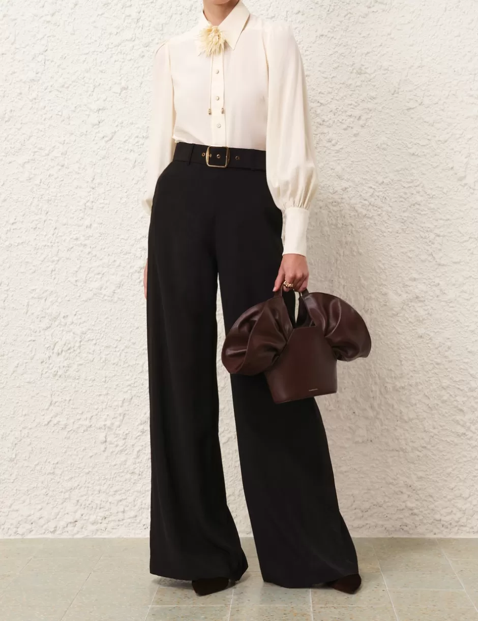 ZIMMERMANN Shorts & Pants | Clothing<Belted Wide Leg Pant Black