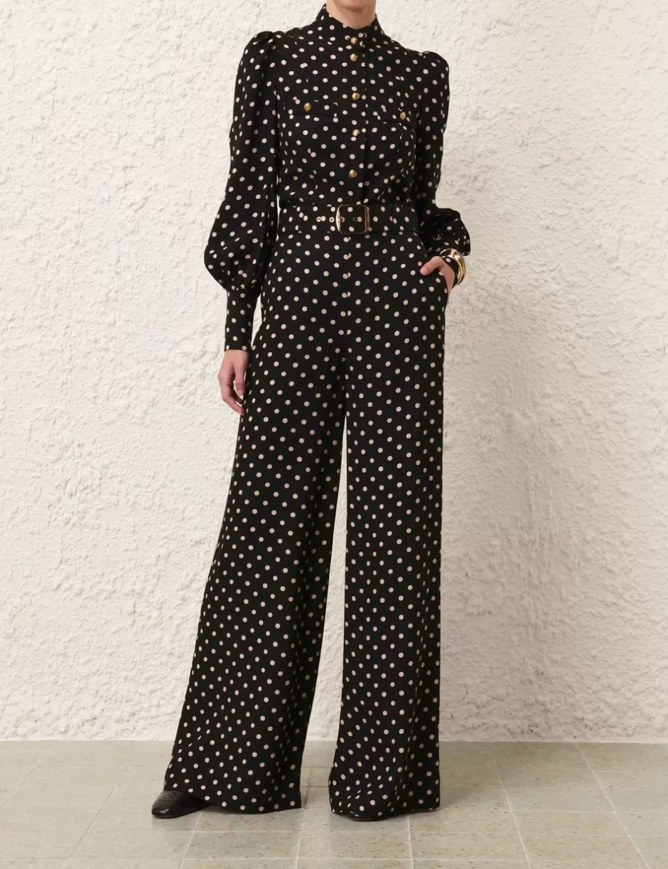 ZIMMERMANN Clothing | Shorts & Pants<Belted Wide Leg Pant Black Cream Dot