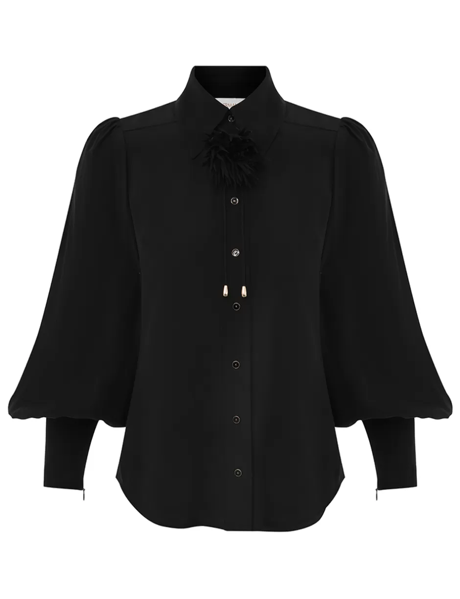 ZIMMERMANN Clothing | Tops<Blouson Shirt Black