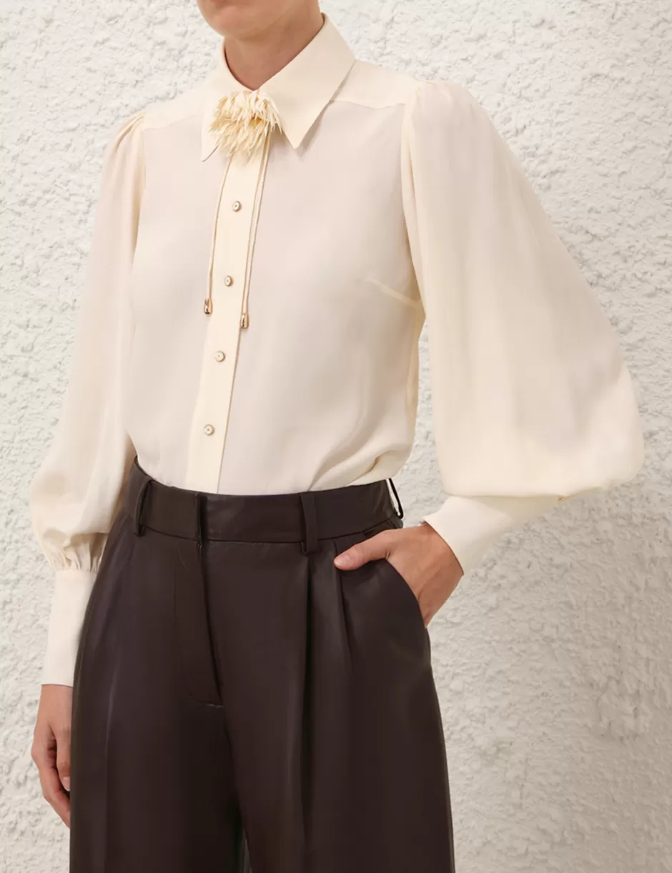 ZIMMERMANN Clothing | Tops<Blouson Shirt Cream