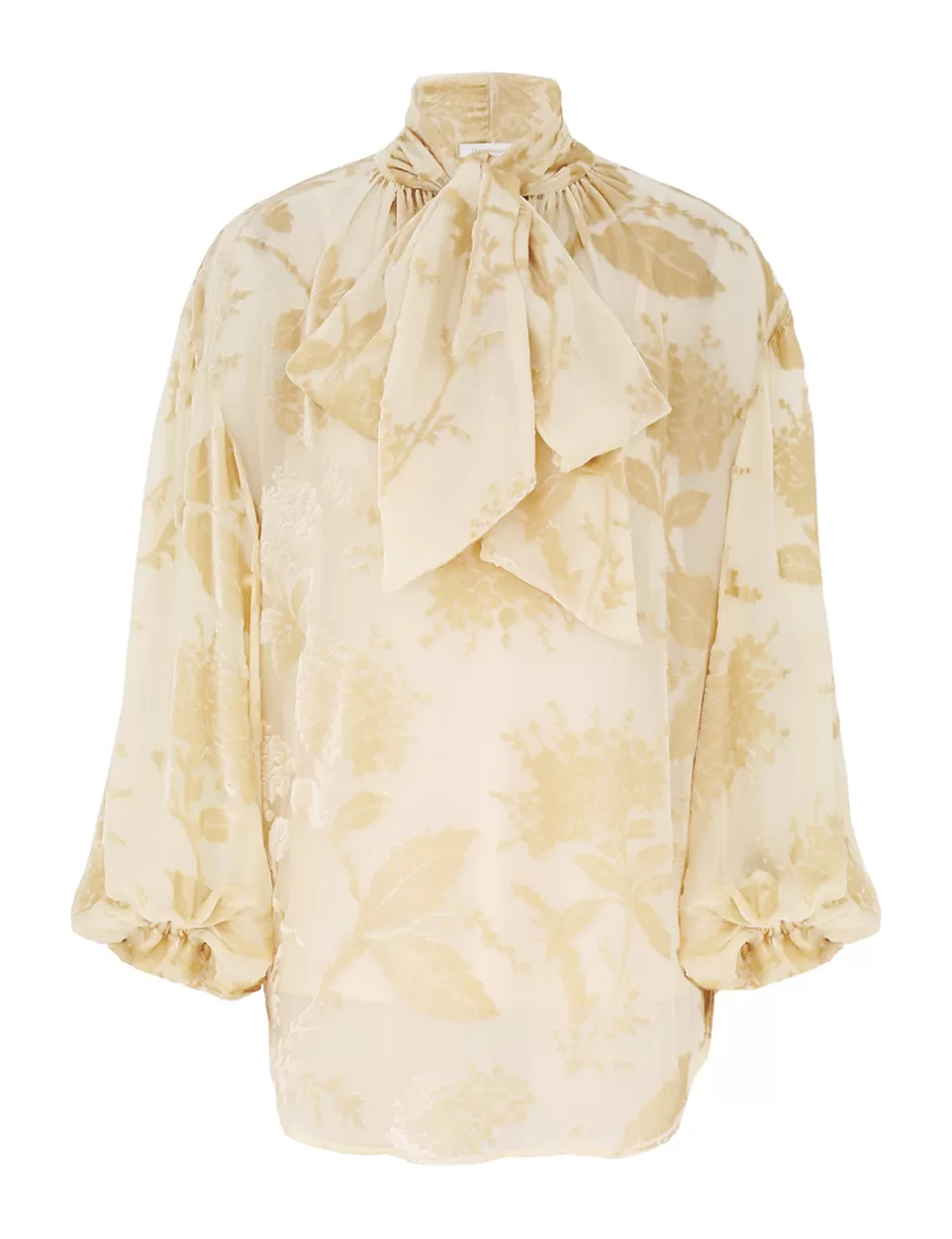 ZIMMERMANN Clothing | Tops<Burnout Blouse Cream