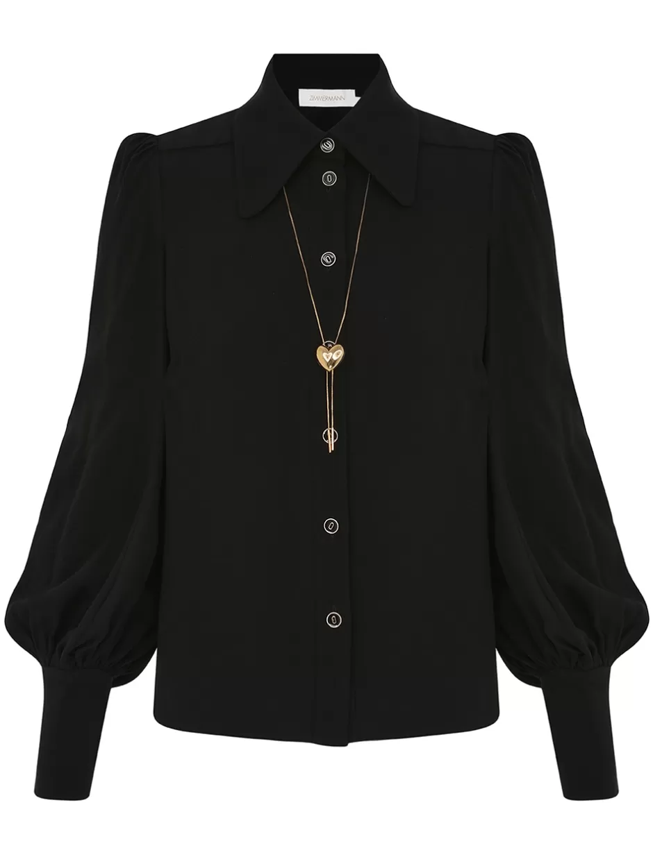 ZIMMERMANN Clothing | Tops<Collared Blouse Black