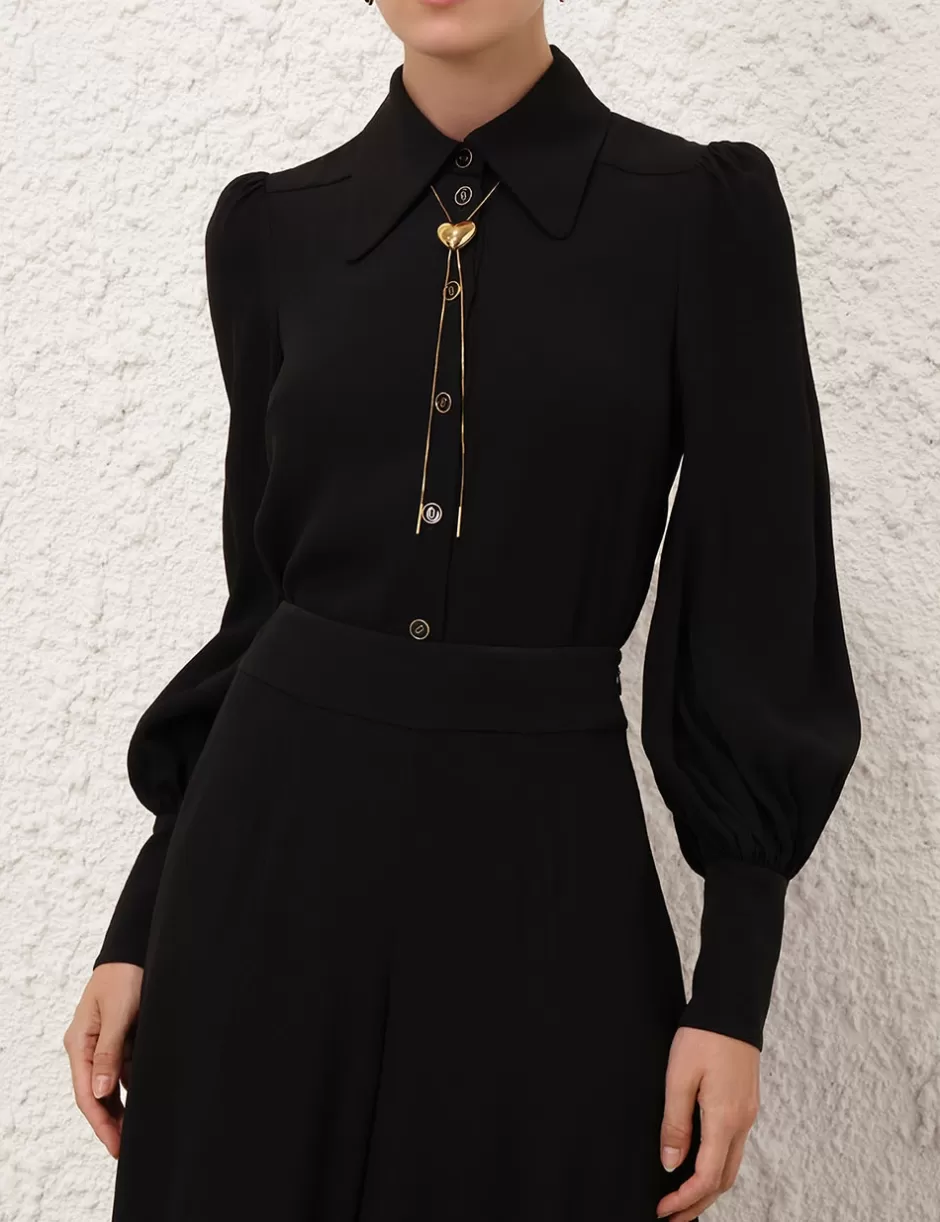 ZIMMERMANN Clothing | Tops<Collared Blouse Black