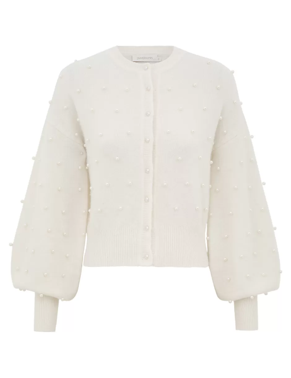 ZIMMERMANN Clothing | Tops<Crush Beaded Cardigan Ivory Pearl