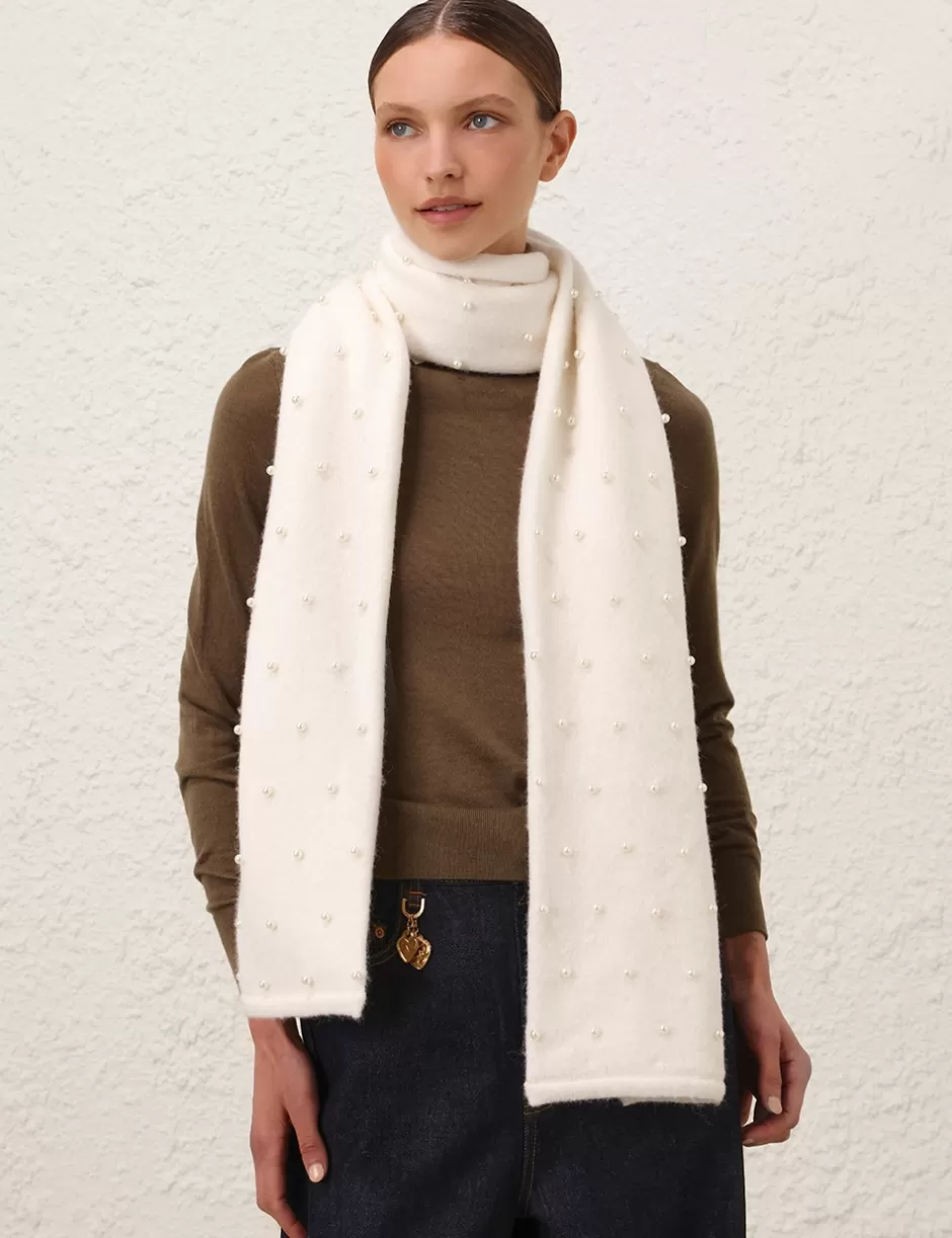 ZIMMERMANN Accessories<Crush Beaded Scarf Ivory Pearl