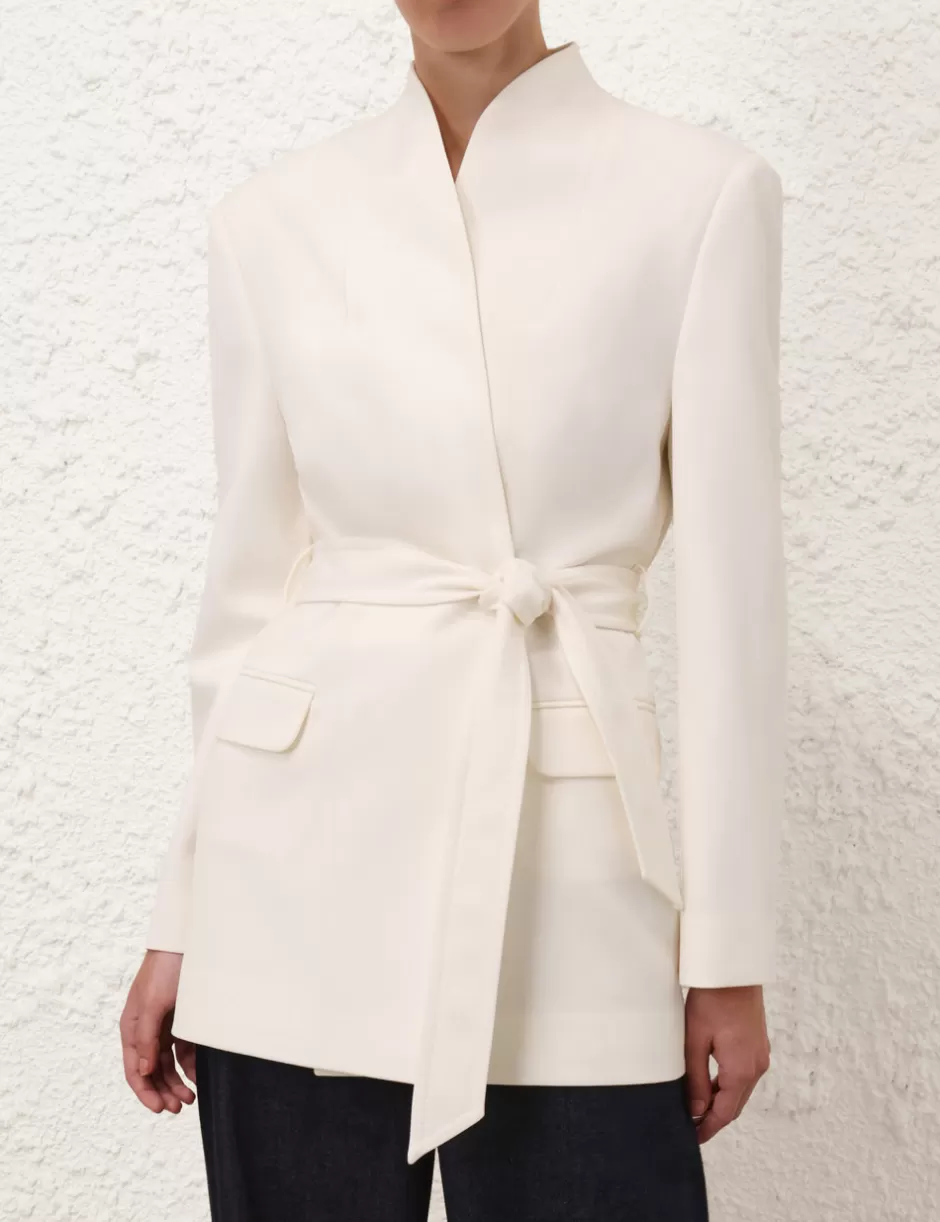 ZIMMERMANN Clothing | Jackets & Coats<Crush Belted Blazer Milk