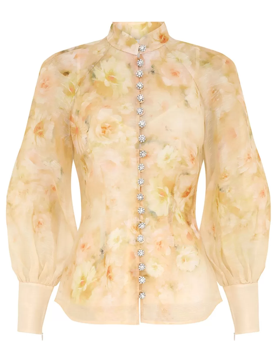 ZIMMERMANN Clothing | Tops<Crush Buttoned Blouse Yellow Floral