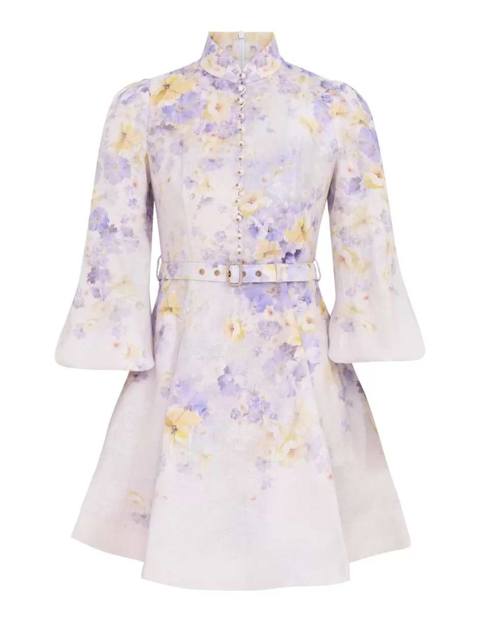 ZIMMERMANN Clothing | Dresses<Crush Buttoned Mini Dress Lilac Floral