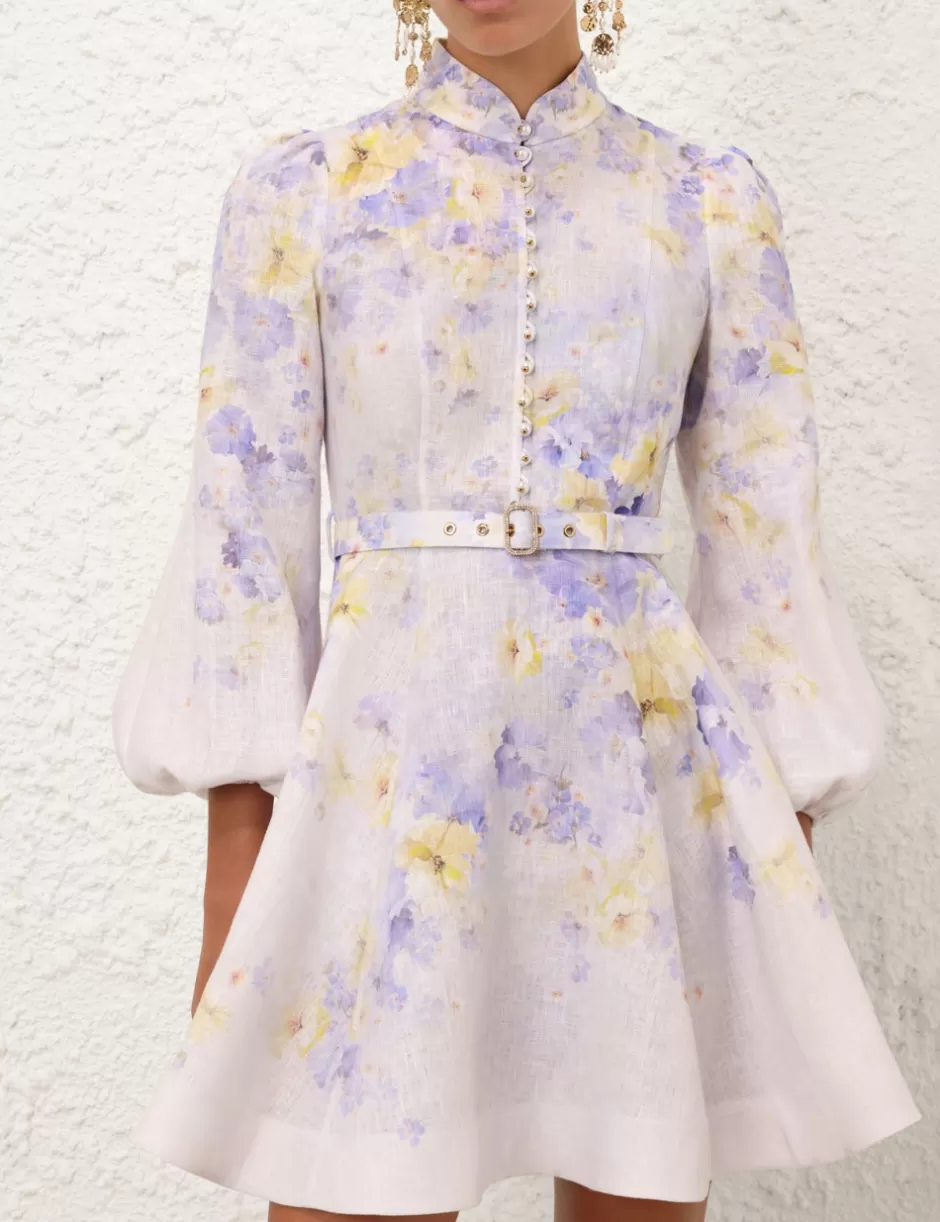 ZIMMERMANN Clothing | Dresses<Crush Buttoned Mini Dress Lilac Floral