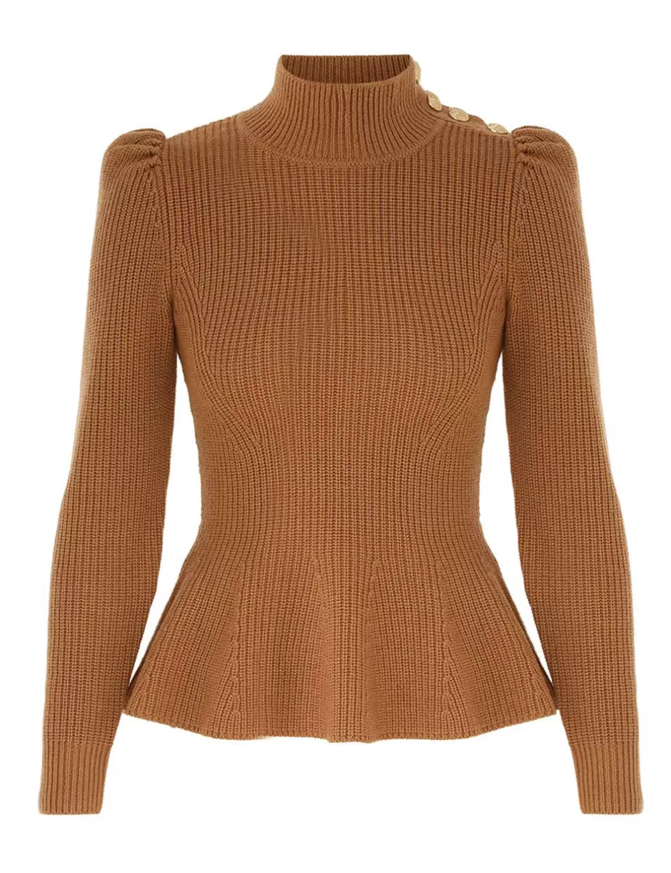 ZIMMERMANN Clothing | Tops<Crush Buttoned Sweater Tan