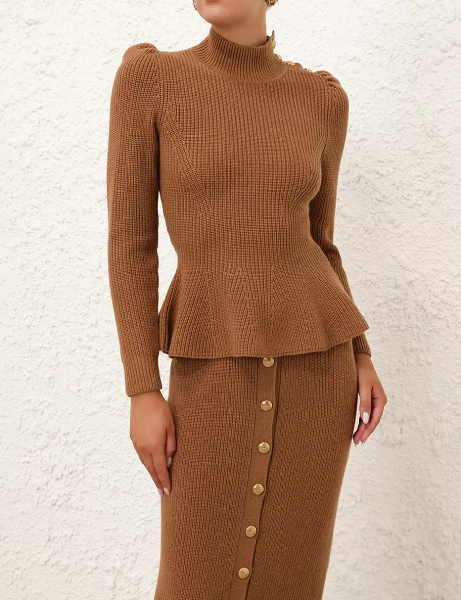 ZIMMERMANN Clothing | Tops<Crush Buttoned Sweater Tan