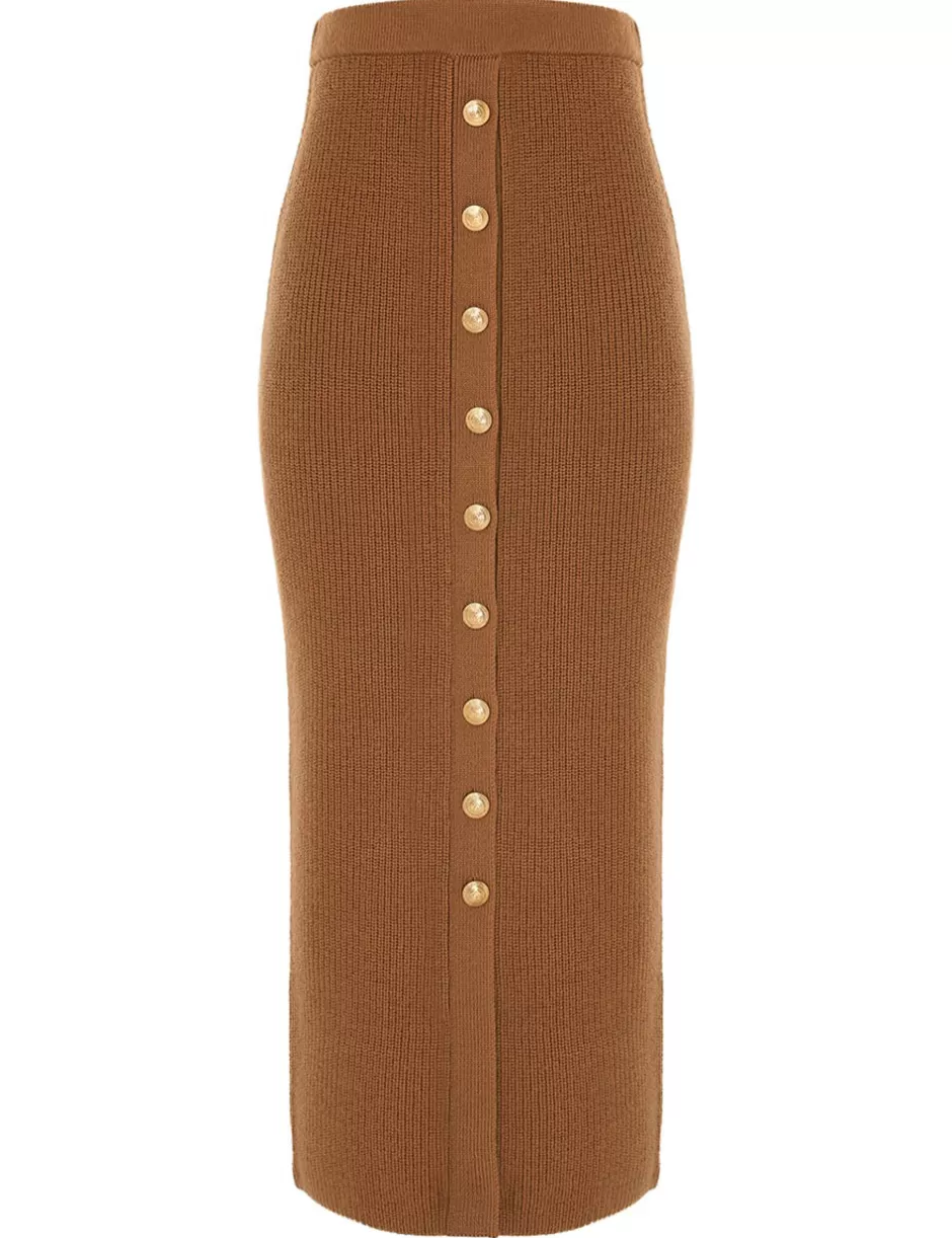 ZIMMERMANN Clothing | Skirts<Crush Buttoned Tube Midi Skirt Tan