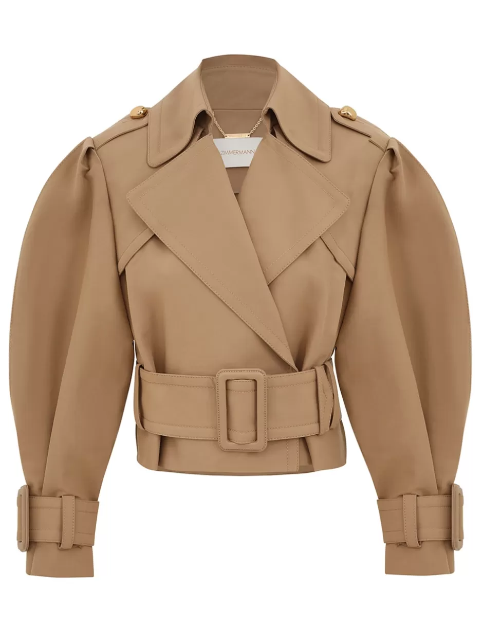 ZIMMERMANN Clothing | Jackets & Coats<Crush Cropped Trench Coat Khaki