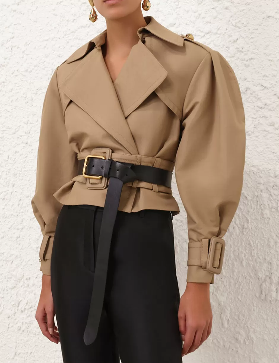 ZIMMERMANN Clothing | Jackets & Coats<Crush Cropped Trench Coat Khaki