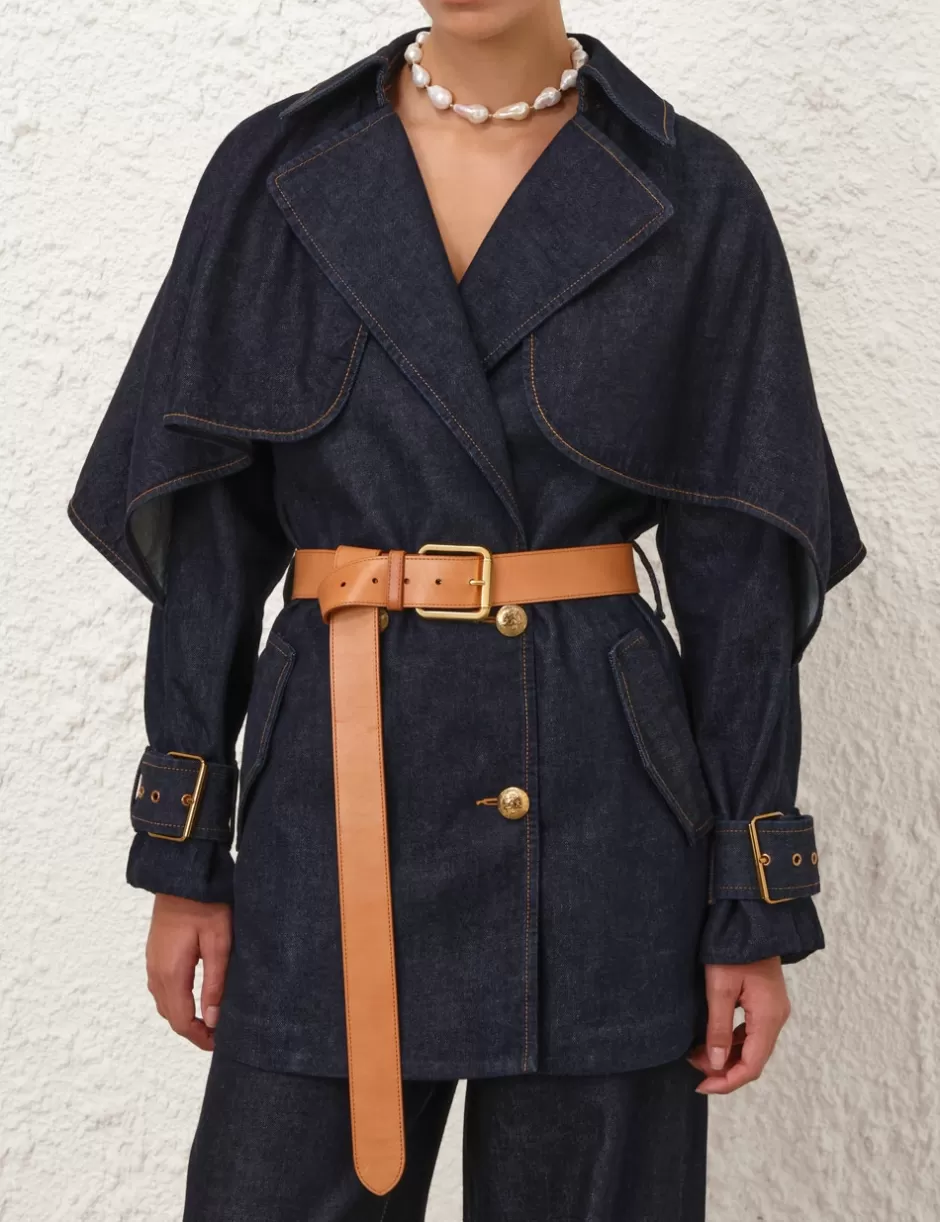 ZIMMERMANN Clothing | Denim<Crush Denim Trench Coat Night Sky