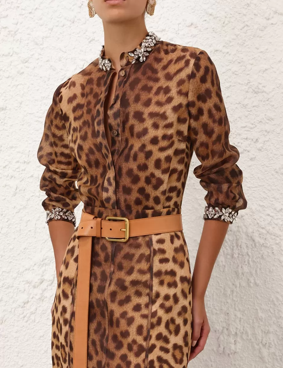 ZIMMERMANN Clothing | Tops<Crush Embellished Body Shirt Leopard