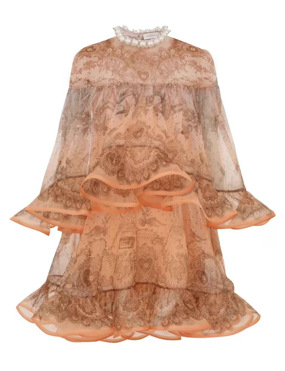 ZIMMERMANN Clothing | Dresses<Crush Embellished Mini Dress Peach Lace Print