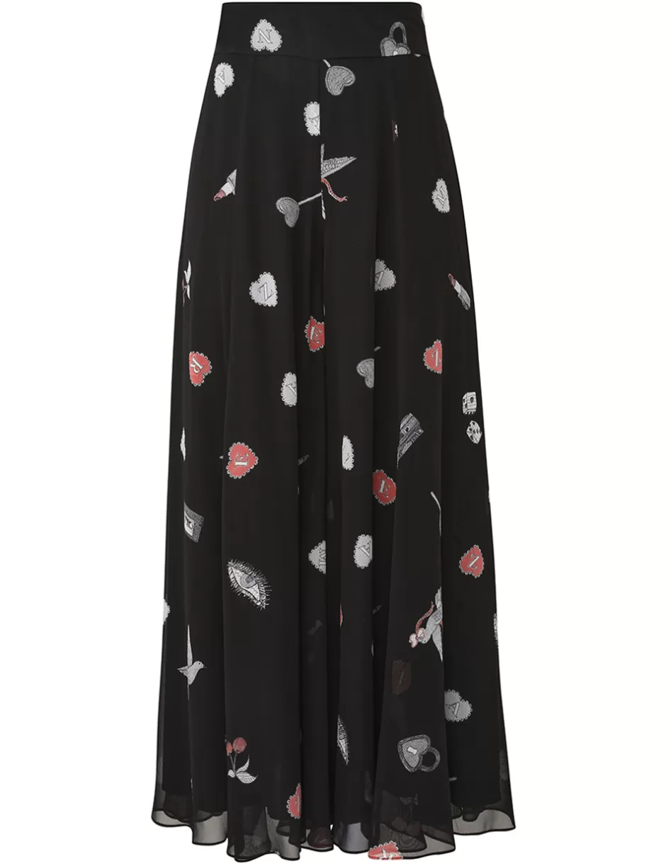 ZIMMERMANN Clothing | Shorts & Pants<Crush Flared Culotte Black Love Letters