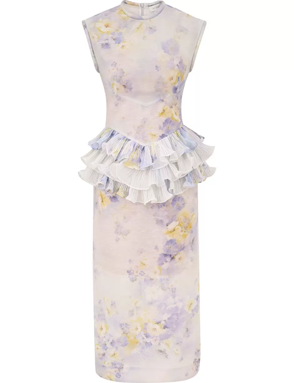 ZIMMERMANN Clothing | Dresses<Crush Frill Midi Dress Lilac Floral