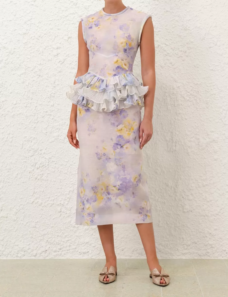 ZIMMERMANN Clothing | Dresses<Crush Frill Midi Dress Lilac Floral