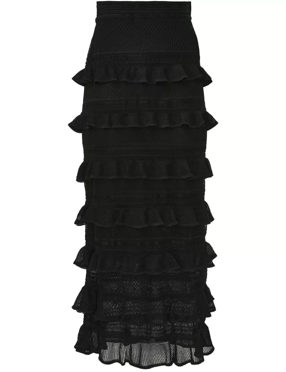 ZIMMERMANN Clothing | Skirts<Crush Frilled Midi Skirt Black