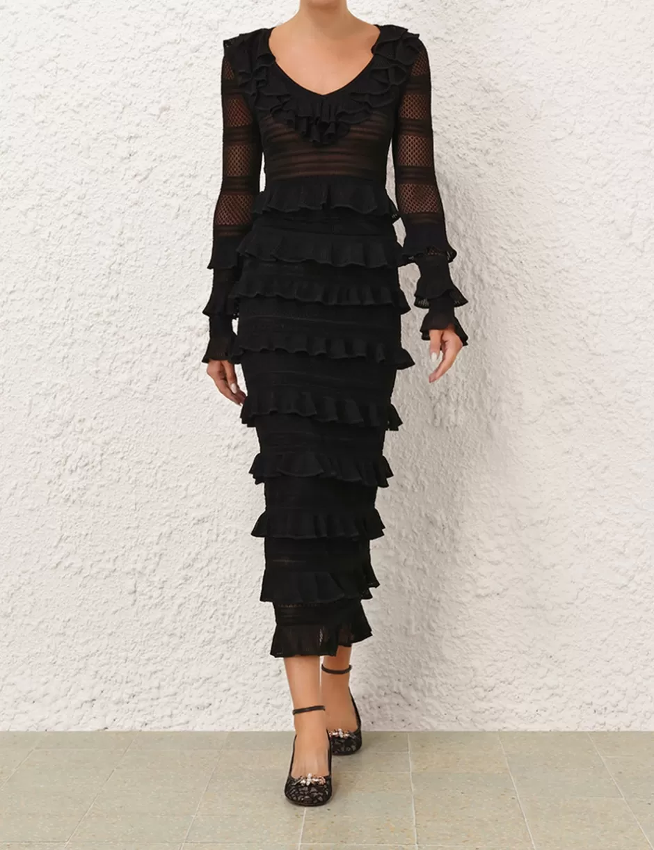 ZIMMERMANN Clothing | Skirts<Crush Frilled Midi Skirt Black