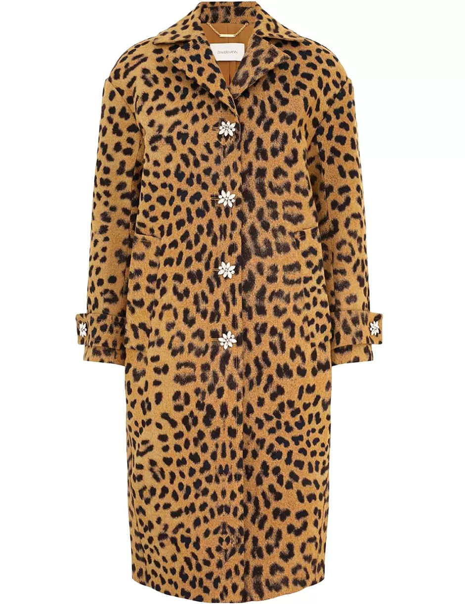 ZIMMERMANN Clothing | Jackets & Coats<Crush Jacquard Barrel Coat Leopard