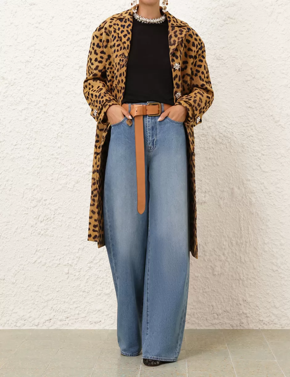 ZIMMERMANN Clothing | Jackets & Coats<Crush Jacquard Barrel Coat Leopard