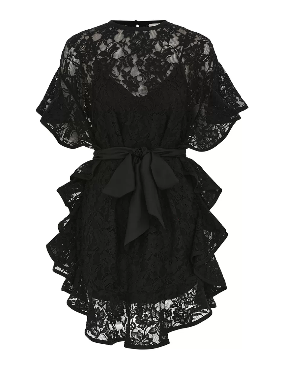 ZIMMERMANN Clothing | Tops<Crush Lace Frill Tunic Black