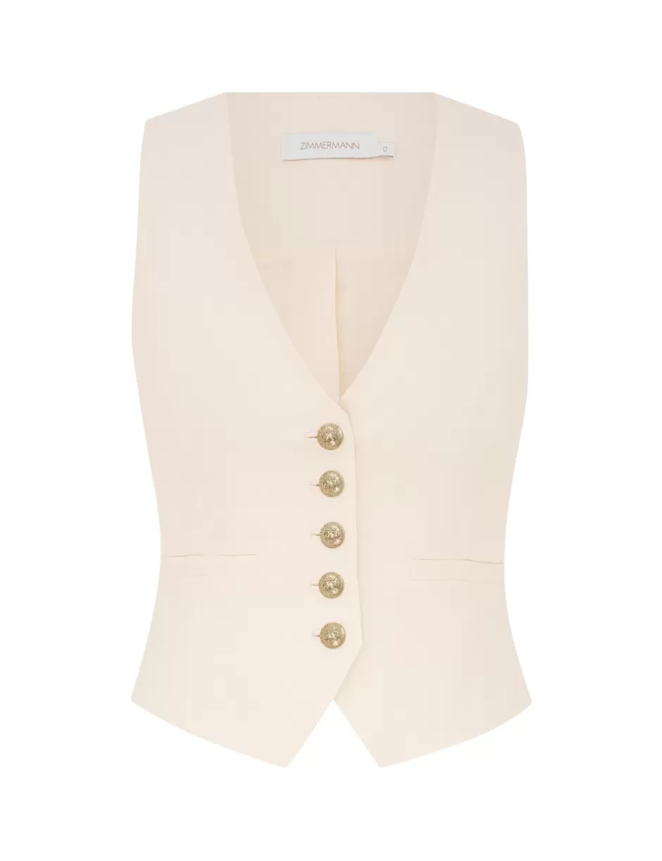 ZIMMERMANN Clothing | Jackets & Coats<Crush Linen Waistcoat Cream