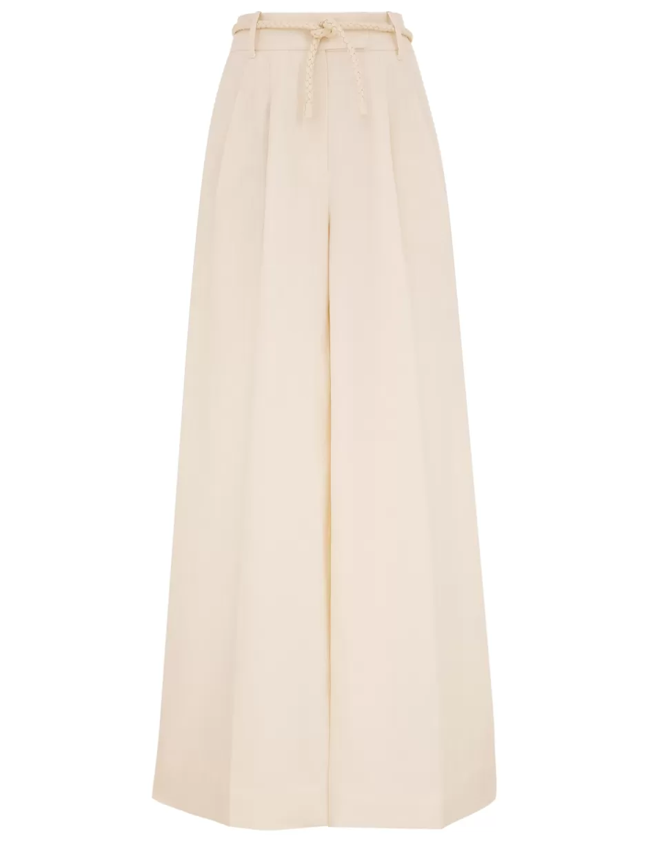 ZIMMERMANN Clothing | Shorts & Pants<Crush Linen Wide Leg Pant Cream