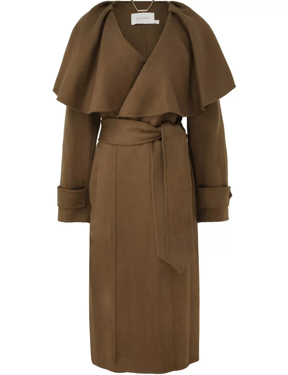 ZIMMERMANN Clothing | Jackets & Coats<Crush Long Cape Coat Olive