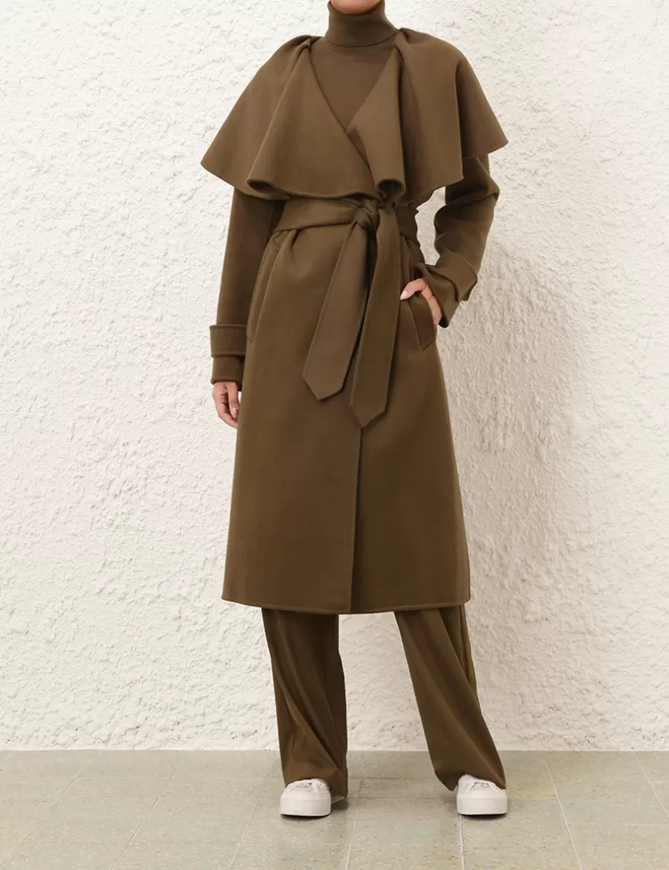 ZIMMERMANN Clothing | Jackets & Coats<Crush Long Cape Coat Olive