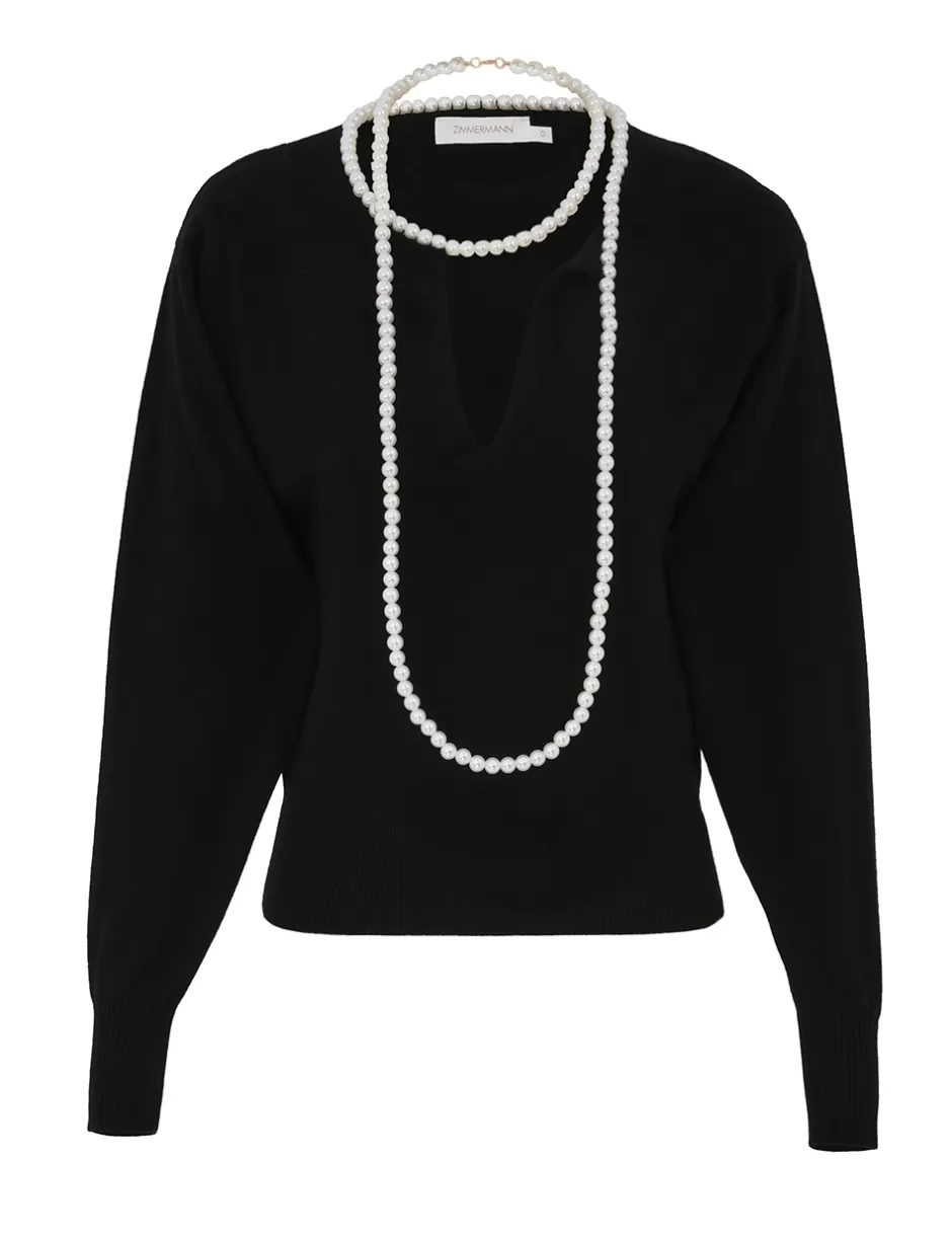 ZIMMERMANN Knitwear | Clothing<Crush Necklace Sweater Black