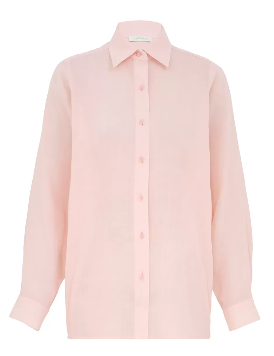 ZIMMERMANN Clothing | Tops<Crush Oversized Shirt Pink