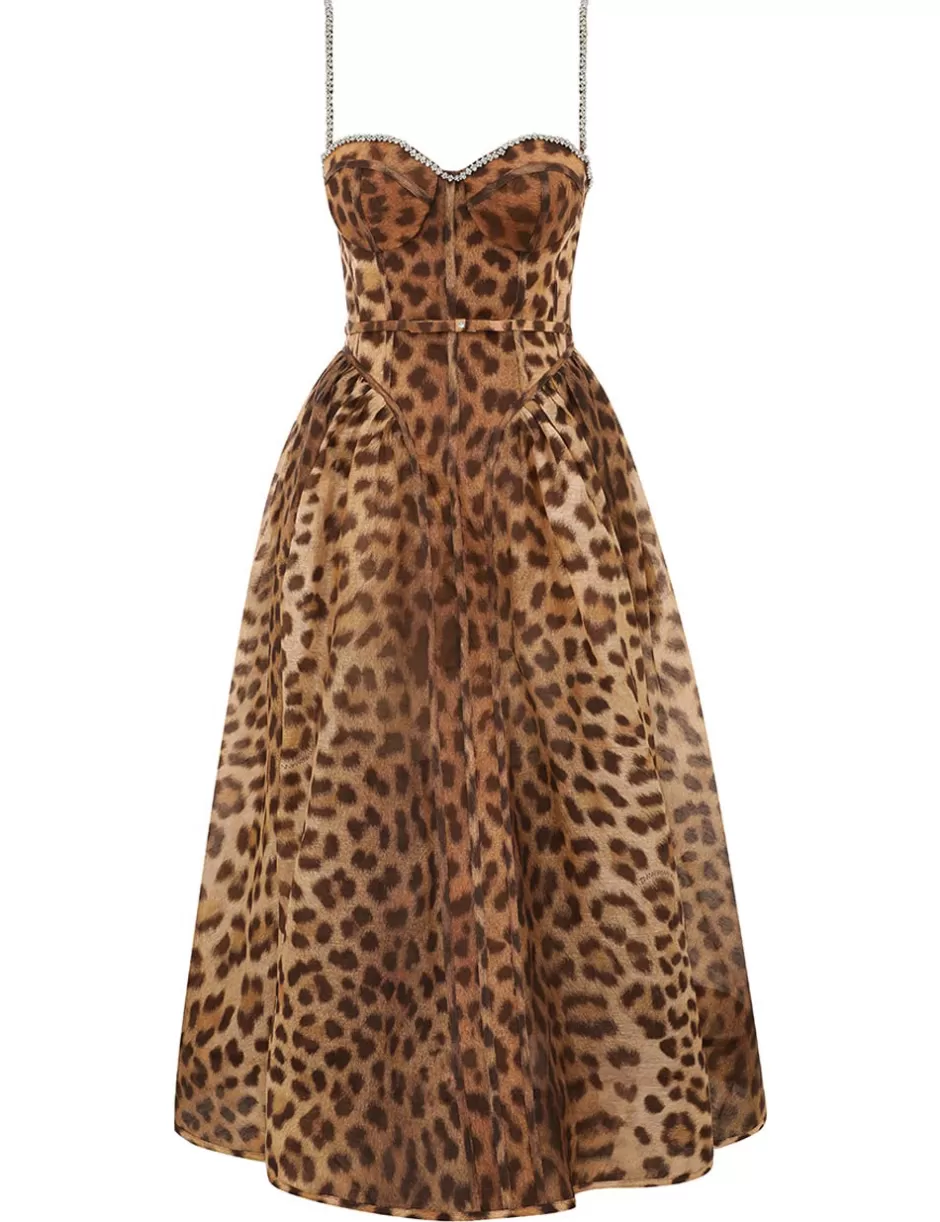 ZIMMERMANN Clothing | Dresses<Crush Panelled Midi Dress Leopard