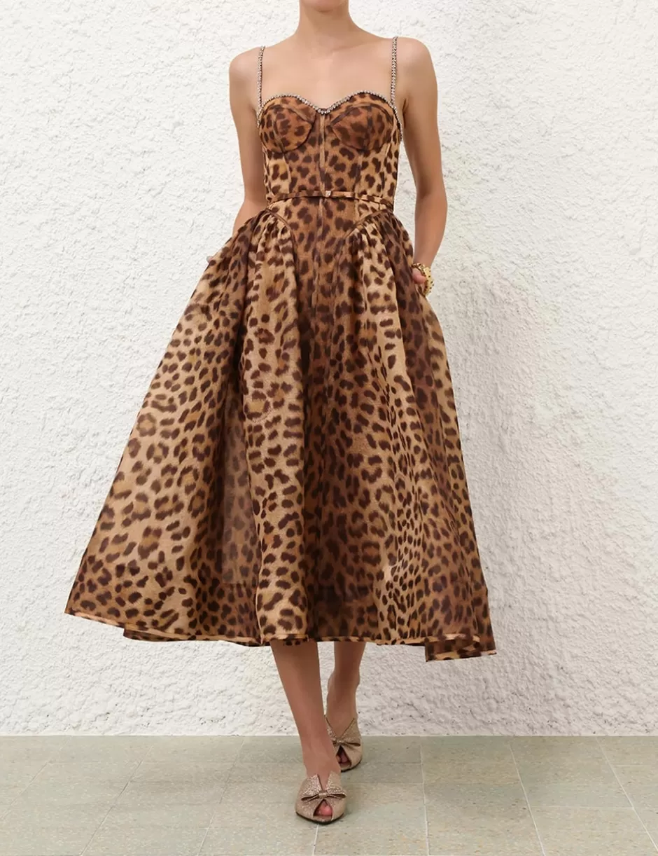 ZIMMERMANN Clothing | Dresses<Crush Panelled Midi Dress Leopard