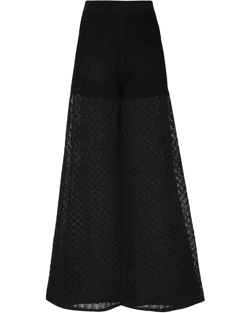 ZIMMERMANN Clothing | Knitwear<Crush Pointelle Palazzo Pant Black